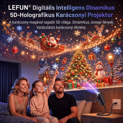 LEFUN® 🍈 Új generációs, intelligens 5D karácsonyi projektor ✨ – 🎅 Dinamikus holografikus fény a varázslatos otthoni hangulatért 💎