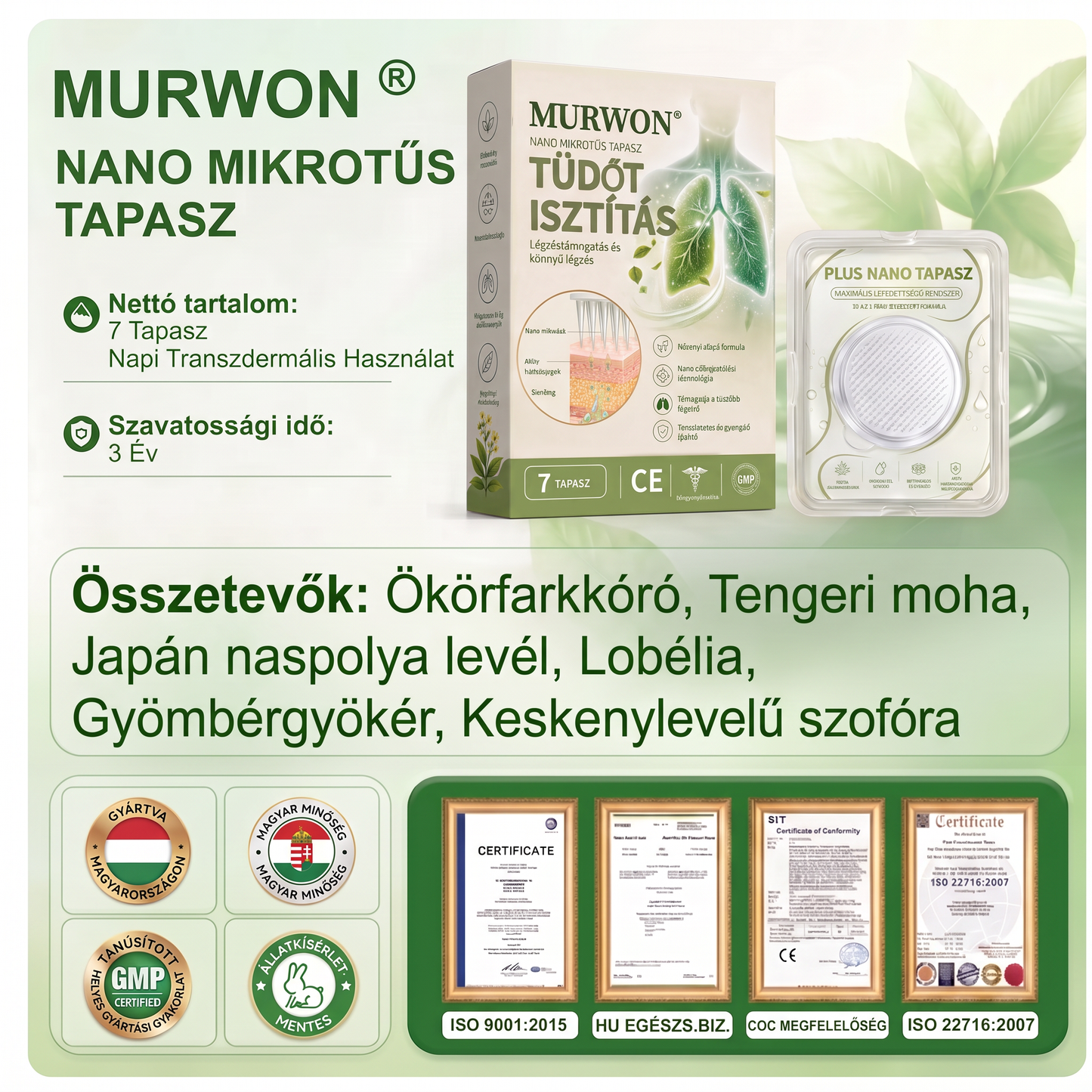 Hivatalos Márkabolt ✨ | 🌥️ 𝑴𝑼𝑹𝑾𝑶𝑵® 𝑵𝑨𝑵𝑶 𝑴𝑰𝑪𝑹𝑶𝐓Ű𝐒  𝑻𝑨𝑷𝑨𝑺𝒁 (A légzőrendszer támogatására kifejlesztve, például krónikus légúti problémák, asztma, hörghurut és egyéb légúti panaszok esetén. )