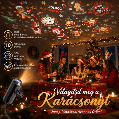 LEFUN® 🍈 Új generációs, intelligens 5D karácsonyi projektor ✨ – 🎅 Dinamikus holografikus fény a varázslatos otthoni hangulatért 💎