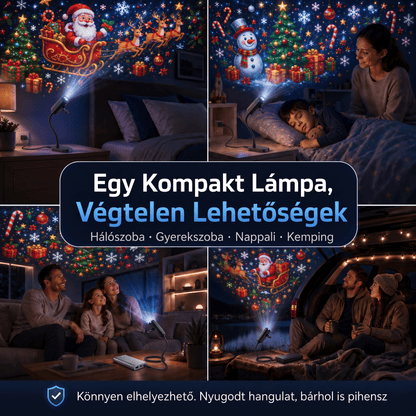LEFUN® 🍈 Új generációs, intelligens 5D karácsonyi projektor ✨ – 🎅 Dinamikus holografikus fény a varázslatos otthoni hangulatért 💎
