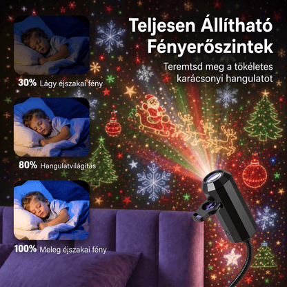 LEFUN® 🍈 Új generációs, intelligens 5D karácsonyi projektor ✨ – 🎅 Dinamikus holografikus fény a varázslatos otthoni hangulatért 💎