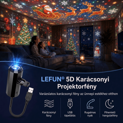 LEFUN® 🍈 Új generációs, intelligens 5D karácsonyi projektor ✨ – 🎅 Dinamikus holografikus fény a varázslatos otthoni hangulatért 💎