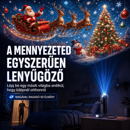 LEFUN® 🍈 Új generációs, intelligens 5D karácsonyi projektor ✨ – 🎅 Dinamikus holografikus fény a varázslatos otthoni hangulatért 💎